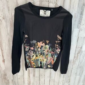 Anthropologie Flamingo Garden Pullover by Michelle Morin Knitted & Knotted